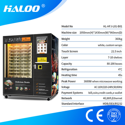 24 Saat Kutu Öğle Yemeği Otomatı 60 Çeşit 60HZ 4-5 Kanal