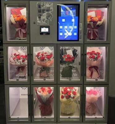 Haloo vending machine supplier double-layer glass anti fog stainless steel fully automatic 10 lockers flower vending machine