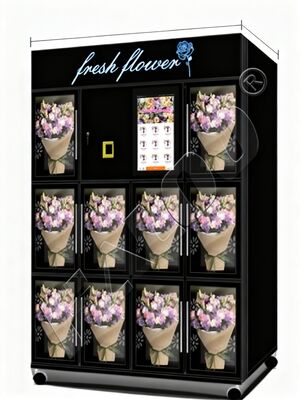 Haloo vending machine supplier double-layer glass anti fog stainless steel fully automatic 10 lockers flower vending machine