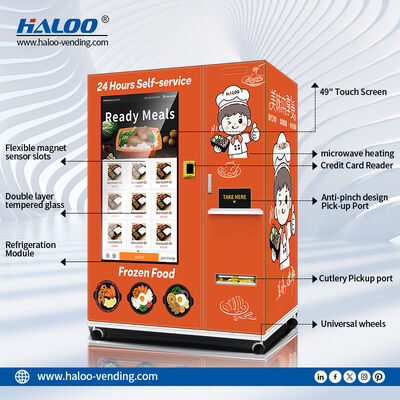 24-hour single microwave frozen hot food vending machine, equipped with a 49 inch large screen and Sdk function