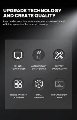 Haloo wall-mounted perfume spray vending machine can hold four different fragrances and features five sample buttons for tabletop use