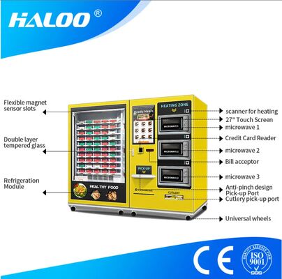 32 inçlik dokunmatik ekran büyük kapasiteli 3 mikrodalga fırını olan yarı otomatik öğle yemeği kutusu makinesi, tüm makine için özelleştirilebilir çıkartmalar